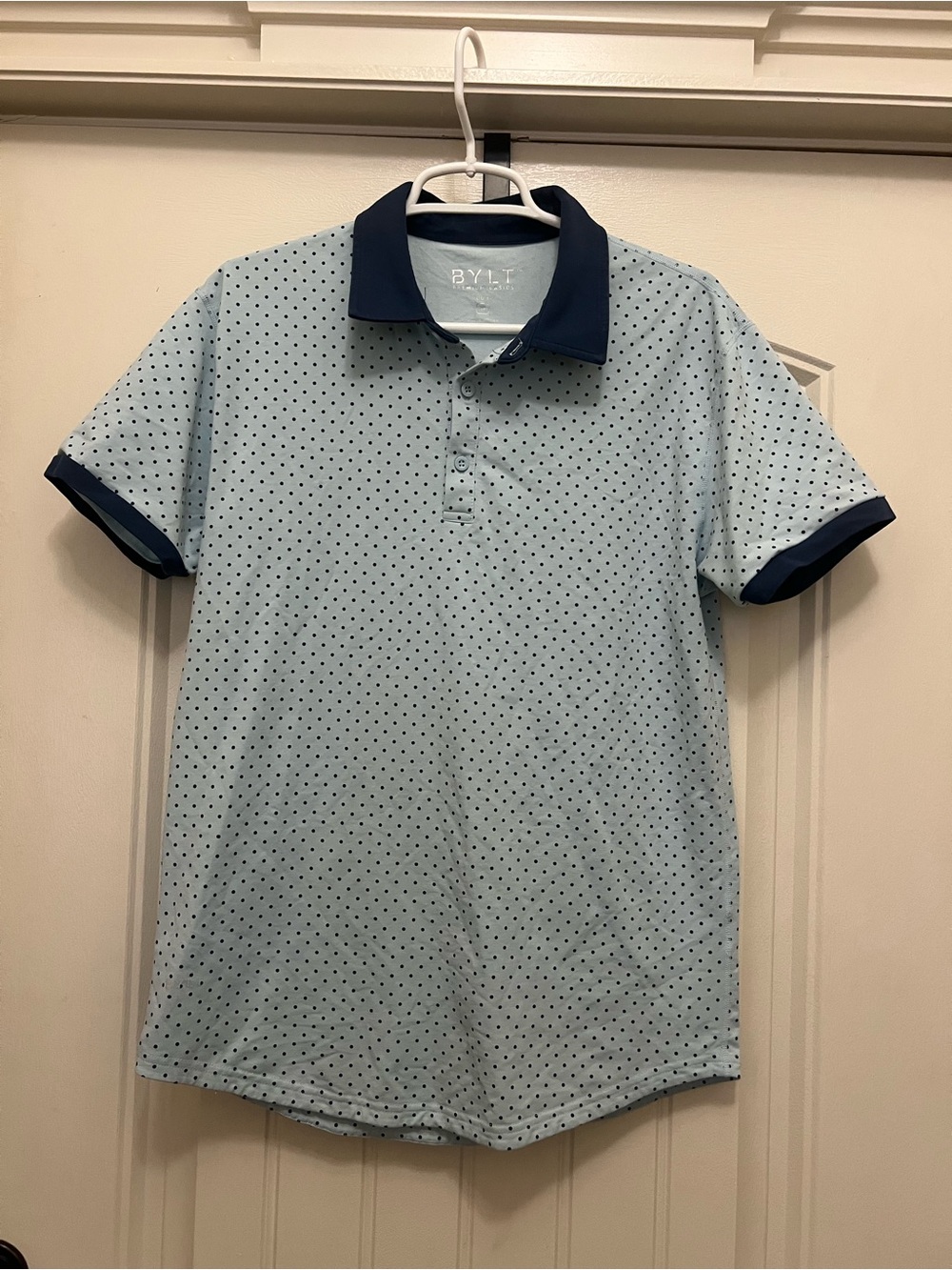 BYLT Basics Light Blue Polo with Navy Contrast Collar